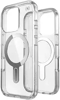 Speck Presidio Perfect-Clear ClickLock & MagSafe – dėklas, skirtas iPhone 16 Pro (skaidrus / chromo apdaila / ramus sidabras)