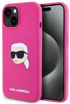 Karl Lagerfeld KLHMP15SSKHPPLF Apple iPhone 15 6.1" dėklas telefonui fuksijos spalvos silikoninis Karl Head Print MagSafe