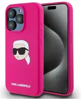 Karl Lagerfeld KLHMP15XSKHPPLF Apple iPhone 15 Pro Max 6.7" dėklas telefonui fuksijos spalvos silikoninis Karl Head Print MagSafe