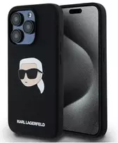 Karl Lagerfeld KLHMP15LSKHPPLK Apple iPhone 15 Pro 6.1" dėklas telefonui juodos spalvos silikoninis Karl Head Print MagSafe