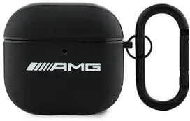 Mercedes AMG AMA4SLWK AirPods 4 ausinių dėklas juodos spalvos Leather Baltas Logo
