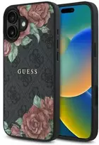 Guess GUHMP16SP4ROPEMCK Apple iPhone 16 6.1" dėklas telefonui juodos spalvos 4G Flowers Print MagSafe