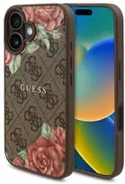 Guess GUHMP16SP4ROPEMCW Apple iPhone 16 6.1" dėklas telefonui rudos spalvos 4G Flowers Print MagSafe