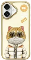 Nimmy Apple iPhone 16 6.1" dėklas telefonui haki spalvos Cool&Cute 2.0 Cat