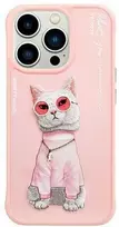 Nimmy Apple iPhone 15 Pro 6.1" dėklas telefonui rožinės spalvos Glasses Cool Cat