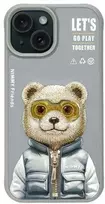 Nimmy Apple iPhone 15 6.1" dėklas telefonui pilkos spalvos Cool&Cute 2.0 Bear
