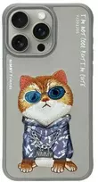 Nimmy Apple iPhone 15 Pro 6.1" dėklas telefonui pilkos spalvos Glasses Cool Cat
