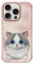 Nimmy Apple iPhone 16 Pro 6.3 dėklas telefonui rožinės spalvos Big Eyed Pet 2.0 Cat