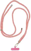 OEM SWING (8 mm) telefono virvelė, reguliuojamo ilgio telefono pakabukas / laido ilgis 165 cm (maks. 82,5 cm kilpoje) / ant peties arba kaklo - pink-baltas