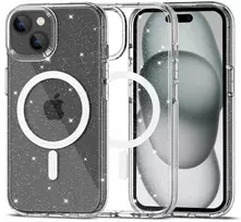 Tech-Protect FlexAir hibridinis MagSafe iPhone 15 dėklas – skaidrus blizgus
