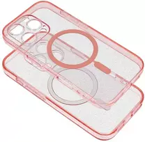 Dėklas Oem Case for iPhone 16 PRO MAX Clear Mag Cover (STR / CAMERA PROTECTION) compatible with MagSafe pink glitter