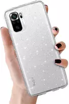 Topt Crystal Glitter dėklas skirtas Xiaomi Redmi Note 10/Note 10S/Poco M5S sidabro spalvos