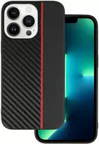 Tel Protect CARBON dėklas skirtas Apple iPhone 13 Pro Max juodos spalvos with red stripe