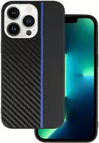 Tel Protect CARBON dėklas skirtas Apple iPhone 13 Pro Max juodos spalvos with mėlynos spalvos stripe