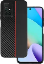 Tel Protect CARBON dėklas skirtas Xiaomi Redmi 10 juodos spalvos with red stripe