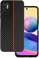 Tel Protect CARBON dėklas skirtas Xiaomi Redmi Note 10 5G juodos spalvos with red stripe