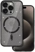 Topt Glitter Magsafe dėklas skirtas Apple iPhone 12 Pro juodas skaidrus