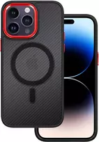 Tel Protect Magnetic Carbon dėklas skirtas Apple iPhone 15 Plus juodas-raudonas