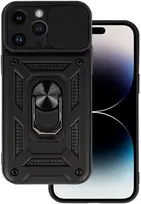 Topt Slide Camera Armor dėklas skirtas Apple iPhone 15 Pro juodos spalvos