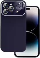 Topt Soft Silicone Lens dėklas skirtas Apple iPhone 15 Plus violetinės spalvos