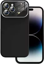 Topt Soft Silicone Lens dėklas skirtas Apple iPhone 15 Plus juodos spalvos