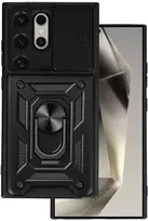 Topt Slide Camera Armor dėklas skirtas Samsung Galaxy S24 Ultra juodos spalvos