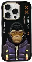 Nimmy Apple iPhone 16 Pro 6.3" dėklas telefonui juodos spalvos Cool&Cute 2.0 Monkey