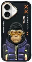 Nimmy Apple iPhone 16 6.1" dėklas telefonui juodos spalvos Cool&Cute 2.0 Monkey