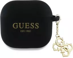 Guess GUA4LECG4K AirPods 4 dėklas juodos spalvos Silicone 4G Charm