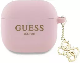 Dėklas Guess GUA4LECG4P AirPods 4 cover rožinės spalvos silikoninis 4G Charm