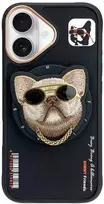 Dėklas Nimmy Glasses Cool Dog MagSafe Apple iPhone 16 juodos spalvos
