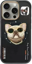 Dėklas Nimmy Glasses Cool Dog MagSafe Apple iPhone 16 Pro Max juodos spalvos
