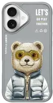 Nimmy Apple iPhone 16 6.1" dėklas telefonui pilkos spalvos Cool&Cute 2.0 Bear