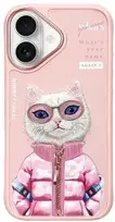 Nimmy Apple iPhone 16 6.1" dėklas telefonui rožinės spalvos Cool&Cute 2.0 Cat
