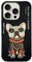 Nimmy Apple iPhone 16 Pro 6.3" dėklas telefonui juodos spalvos Glasses Cool Dog