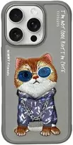 Nimmy Apple iPhone 16 Pro Max 6.9" dėklas telefonui pilkos spalvos Glasses Cool Cat