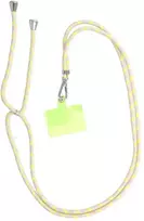 Dėklas OEM SWING (6 mm) telefono virvelė, reguliuojamo ilgio telefono pakabukas / laido ilgis 165 cm (maks. 82,5 cm kilpoje) / ant peties arba kaklo - pilka-geltona