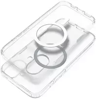 Oem Originalus „iPhone 16 AIR“ skaidrus „Mag Cover Elite“ dėklas (STR / NEGELTONAS / KAMEROS VALDYMO MYGTUKAS), suderinamas su „MagSafe“ skaidriu dėklu.
