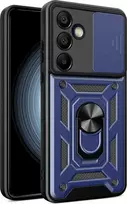Dėklas Hurtel Hybrid Armor Camshield Samsung Galaxy S24 FE – dėkals telefonui mėlynos spalvos