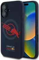 Dėklas Red Bull Raudona Bull Raudona Bull HC Silicone ORBR20 Logo Raudona Lining Apple iPhone 16 MagSafe granatų spalvos