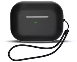 Hurtel Silikoninis dėklas AirPods 1/2 su riešo dirželiu – juodas
