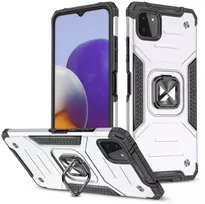 Wozinsky Šarvuotas dėklas su dangteliu + magnetinis laikiklis Samsung Galaxy A22 4G Ring Armor, sidabrinis