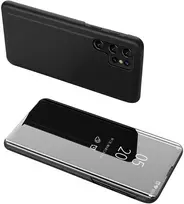 Hurtel Dėklas dangtelis Samsung S24 Ultra su su atvartu Clear View Case juoda