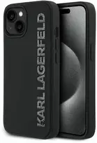 Karl Lagerfeld 3D Rubber Glitter Logo Apple iPhone 14 dėklas telefonui juodos spalvos