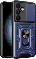 Hurtel Hybrid Armor Camshield su stoveliu ir kameros dangteliu Samsung Galaxy A56 – dėklas telefonui mėlynos spalvos