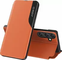 Hurtel Eco Leather View Case elegant su piniginės ir stovelio funkcionalumu Samsung Galaxy A26 – dėklas telefonui oranžinės spalvos
