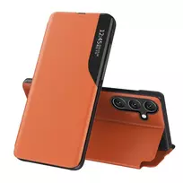 Hurtel Eco Leather View Case elegant su piniginės ir stovelio funkcionalumu Samsung Galaxy A36 – dėklas telefonui oranžinės spalvos