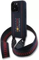 Red Bull Raudona Bull Raudona Bull silikoninis Vertical Logo MagSafe Case + Crossbody Strap for iPhone 16 Pro Max dėklas telefonui mėlynos spalvos