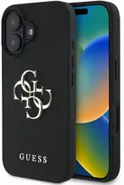 Guess Grained Big 4G Logo Small Classic Logo Apple iPhone 16 dėklas telefonui juodos spalvos
