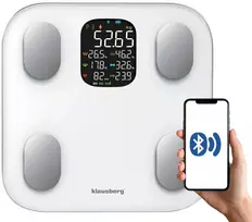 Virtuvinės svarstyklės Svarstyklės Elektroninės vonios svarstyklės su kūno sudėties analizatoriumi, baltos, Klausberg, kb-7855